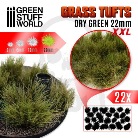 Grass Tufts - 22mm self-adhesive - XXL Dry Green