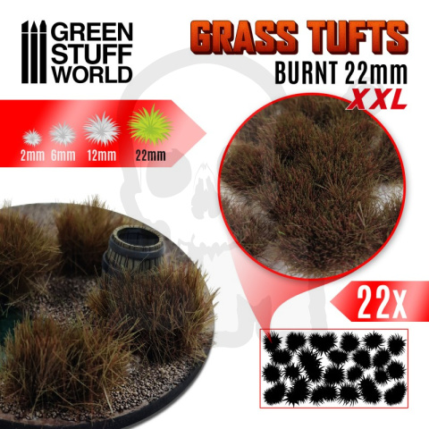 Grass Tufts - 22mm self-adhesive - XXL Burnt