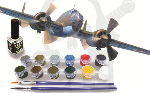 Mistercraft D-08 PZL P-37B Łoś II 1:72 + farbki 2 pędzelki klej