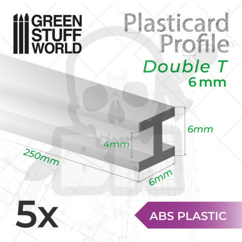 ABS Plasticard - Profile H-Beam Columns 6mm 5 szt.
