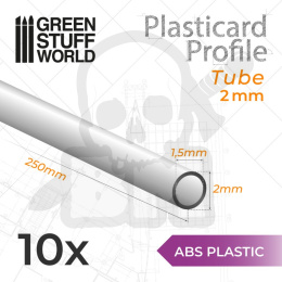 ABS Plasticard - profile TUBE 2mm 10 szt.