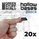 Hollow Plastic Bases Black Square 25mm