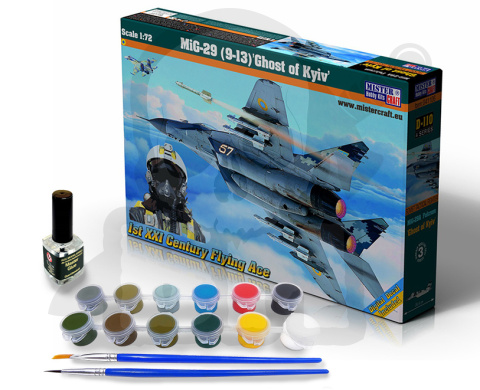Mistercraft D-110 MiG-29 (9-13) Ghost of Kyiv 1:72 + farbki 2 pędzelki klej