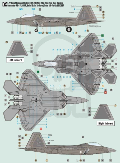 Mistercraft F-06 F-22 Raptor Advanced Fighter 1:72 + farbki 2 pędzelki klej