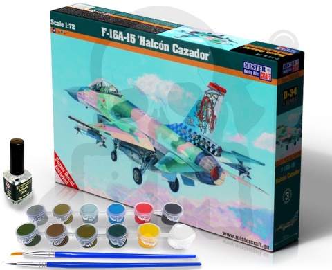 1:72 F-16A-15 Halcon Cazador + farbki 2 pędzelki klej