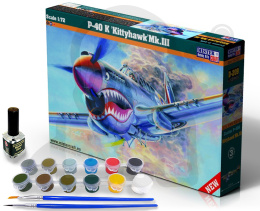 1:72 P-40 K Kittyhawk Mk.III + farbki 2 pędzelki klej