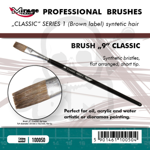 100050 Mirage Pędzelek Płaski Professional Classic 9 Pędzel