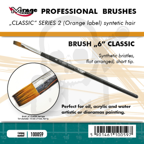 100059 Mirage Pędzelek Płaski Professional Classic 6 Pędzel