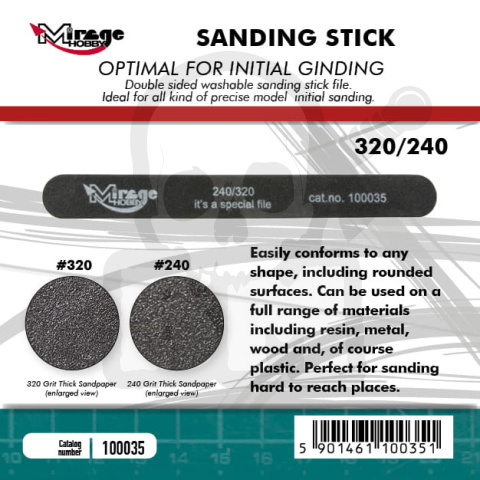 100035 Mirage Sanding Stick Double Grid 240 320