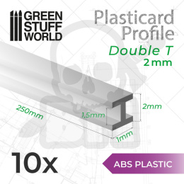 ABS Plasticard - Profile DOUBLE-T 2mm x10