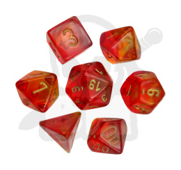 Kości RPG 7 szt. Gemini Translucent Red-Yellow zestaw K4 6 8 10 12 20 i 00-90 kostki+ pudełko