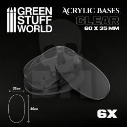 Acrylic Bases Clear Oval Pill 60x35mm podstawki 6 szt.