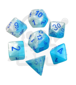 Kości RPG 7 szt. Gemini Pearl Turquoise-White zestaw K4 6 8 10 12 20 i 00-90 kostki+ pudełko