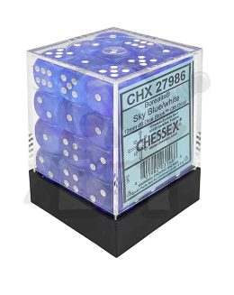 Kostki K6 12mm Chessex Borealis Sky Blue/white 36 szt. + pudełko