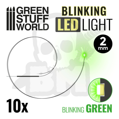 Migające diody LED zielone 2mm 10szt.