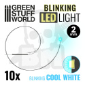 Migające diody LED zimna biel 2mm 10szt.