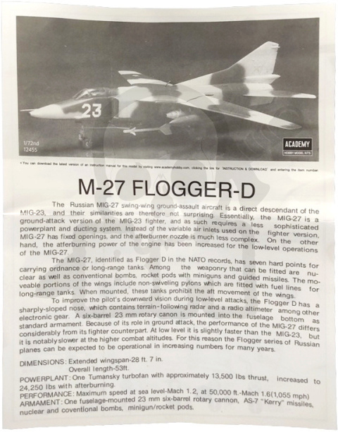 Academy 12445 MIG-23S Flogger 1:72