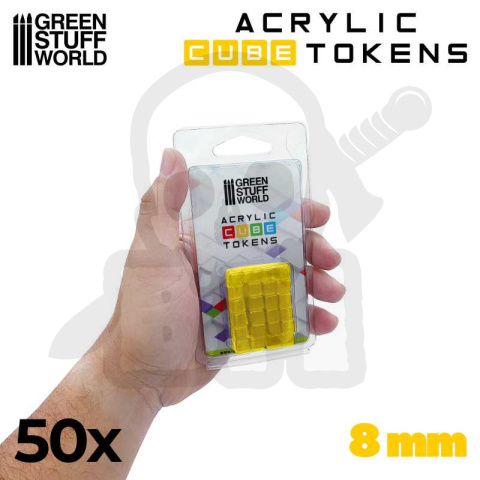 Gaming Tokens - żółte Kostki 8mm