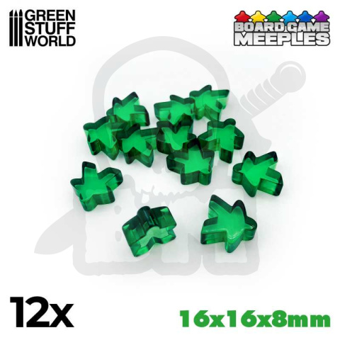 Meeples 16x16x8mm - Green - meeple zielone 12 szt