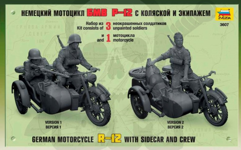 1:35 German motorcycle R-12 with sidecar and crew