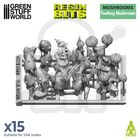3D printed set Fantasy Mushrooms - grzyby 15 szt.