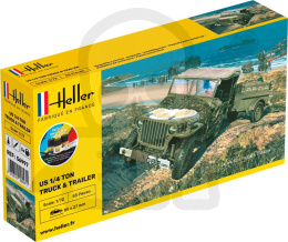 Heller 56997 Starter Set Jeep Willys z przyczepką 1:72