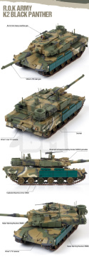 Academy 13511 R.O.K. Army K2 Black Panther 1:35 super gąsienice polskie kalkomanie