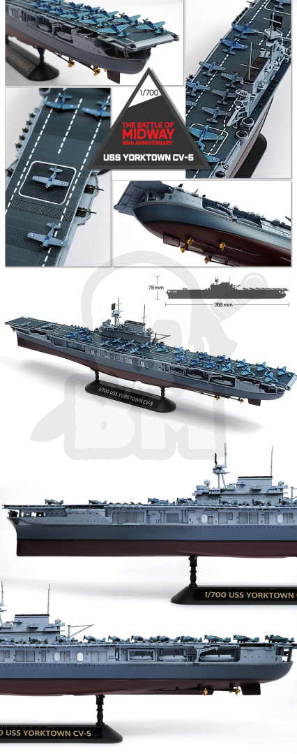 Academy 14229 USS Yorktown CV-5 Battle of Midway 1:700