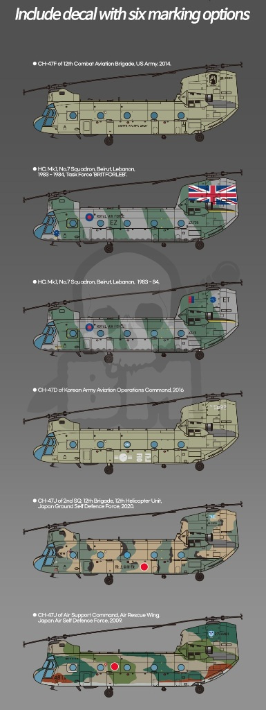 Academy 112624 CH-47D/F/J/HC.Mk.1 4 Nations 1:144