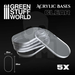 Acrylic Bases - Oval Pill 50x25mm CLEAR x5