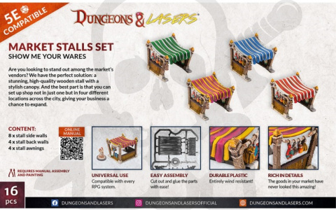 Market Stalls Set tereny do gier bitewnych i RPG