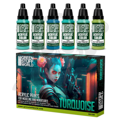 Green Stuff Paint Set - Turquoise - farby 6szt.