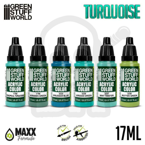 Green Stuff Paint Set - Turquoise - farby 6szt.
