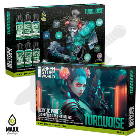 Green Stuff Paint Set - Turquoise - farby 6szt.