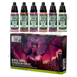 Green Stuff Paint Set - Evil Pink - farby 6szt.