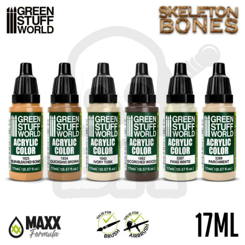 Green Stuff Paint Set - Skeleton Bones - farby 6szt.
