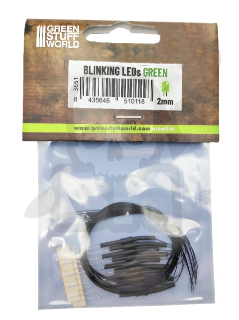 Migające diody LED zielone 2mm 10szt.
