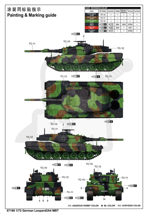 Trumpeter 07190 German Leopard 2 A4 MBT 1:72
