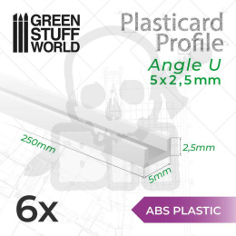ABS Plasticard U-profile - 5x2.5mm 6 szt.