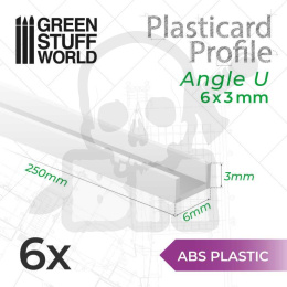 ABS Plasticard U-profile - 6x3mm 6 szt.