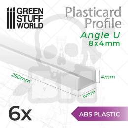 ABS Plasticard U-profile - 8x4mm 6 szt.