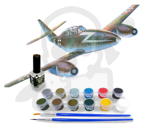 Mistercraft Starter Set Me-262B-1a Doppelsitzsiger 1:72 + farbki 2 pędzelki klej