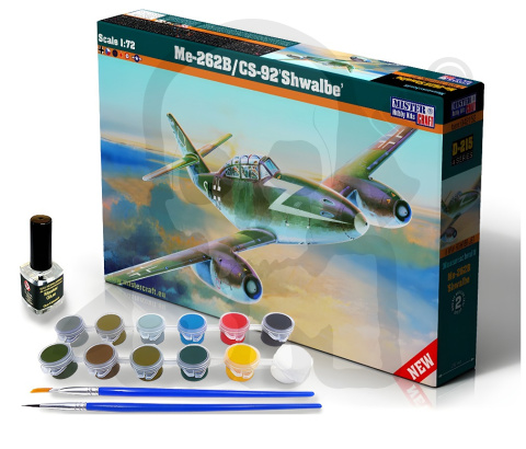 Mistercraft Starter Set Me-262B-1a Doppelsitzsiger 1:72 + farbki 2 pędzelki klej