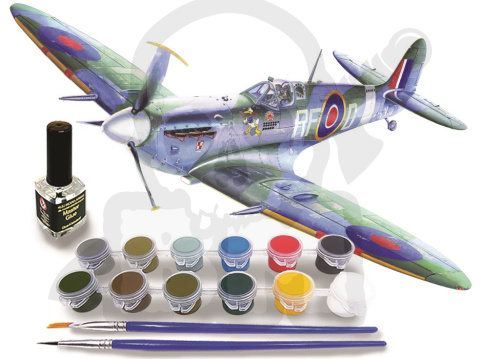 Mistercraft D-203 Starter Set Spitfire Mk.Vb 1:72 + farbki 2 pędzelki klej