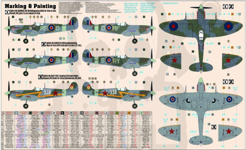 Mistercraft D-203 Starter Set Spitfire Mk.Vb 1:72 + farbki 2 pędzelki klej