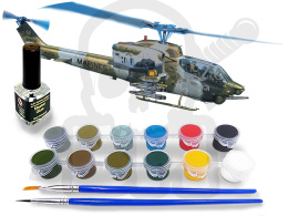 Mistercraft D-62 Starter Set AH-1T Improved Sea Cobra 1:72 + farbki 2 pędzelki klej