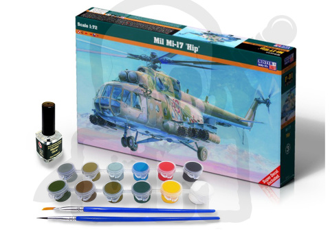 Mistercraft F-01 Starter Set Mil Mi-17 Hip 1:72 + farbki 2 pędzelki klej