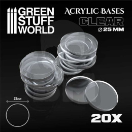 Acrylic Bases - Round 25 mm CLEAR x20
