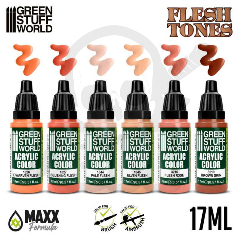Green Stuff Paint Set - Flesh Tones - farby 6x 17ml