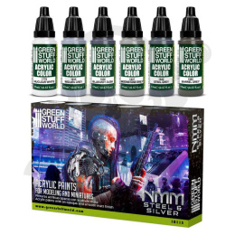 Green Stuff Paint Set - NMM Steel and Silver - farby